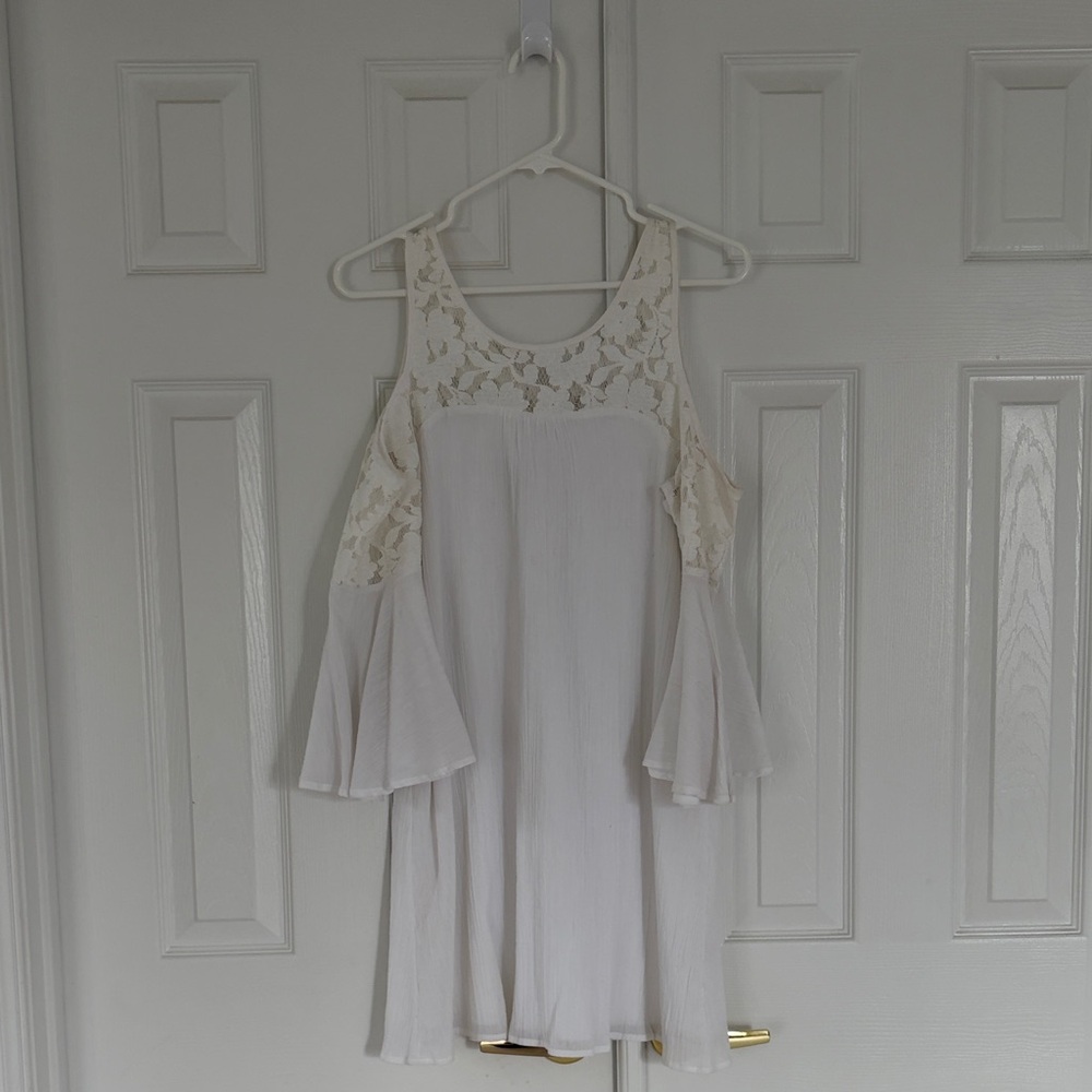Ivory Cold-Shoulder Lace Dress